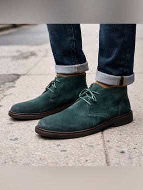 Frye Paul Chukka Lite Lace-Up Ankle Boots Pine Suede Leather Men's Size 11.5D